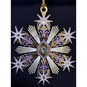 3.25" Blue &Purple 24K Gold Joyous Christmas Snowflake Ornament Handcrafted  USA